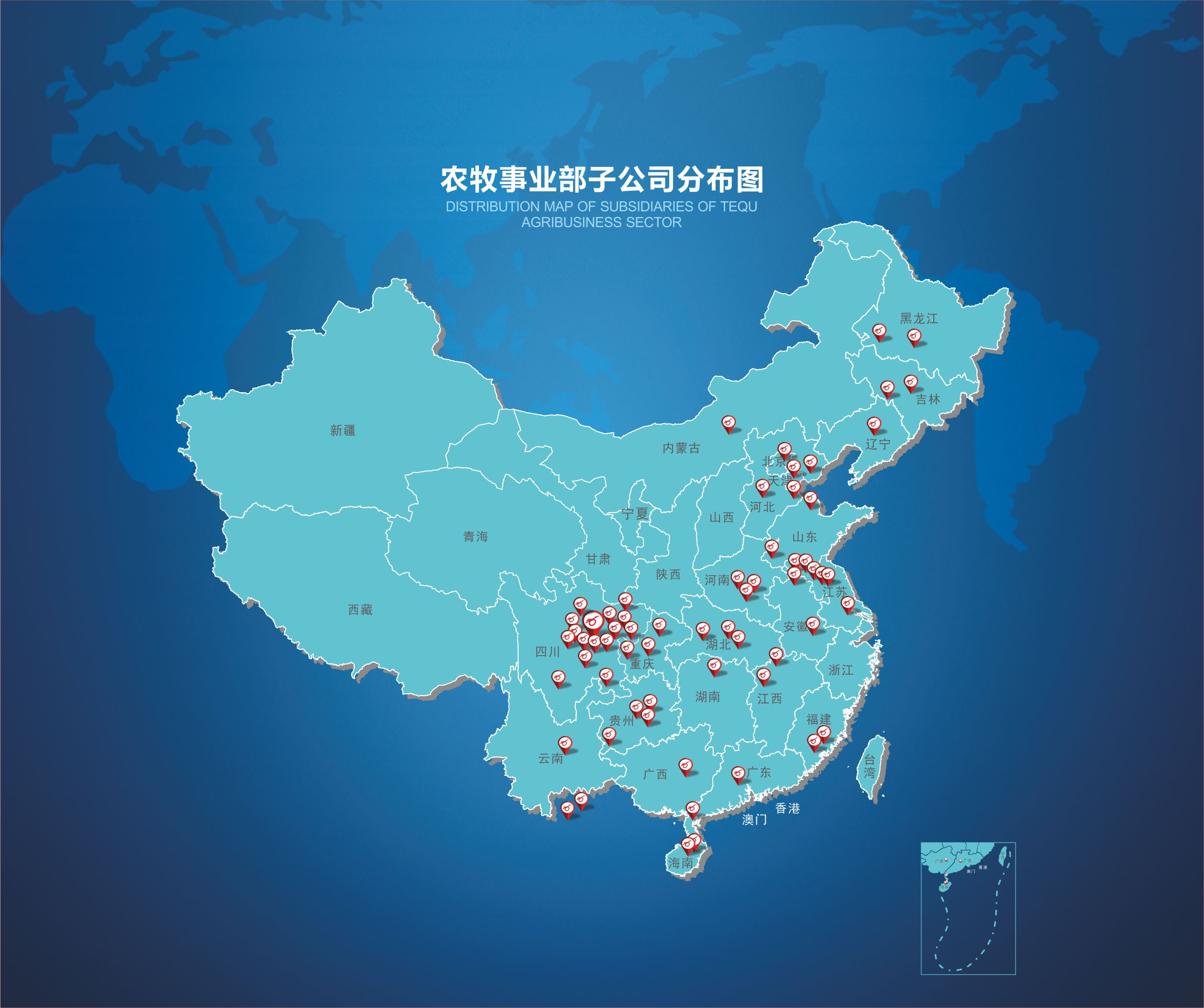 农牧事业部子公司散布图